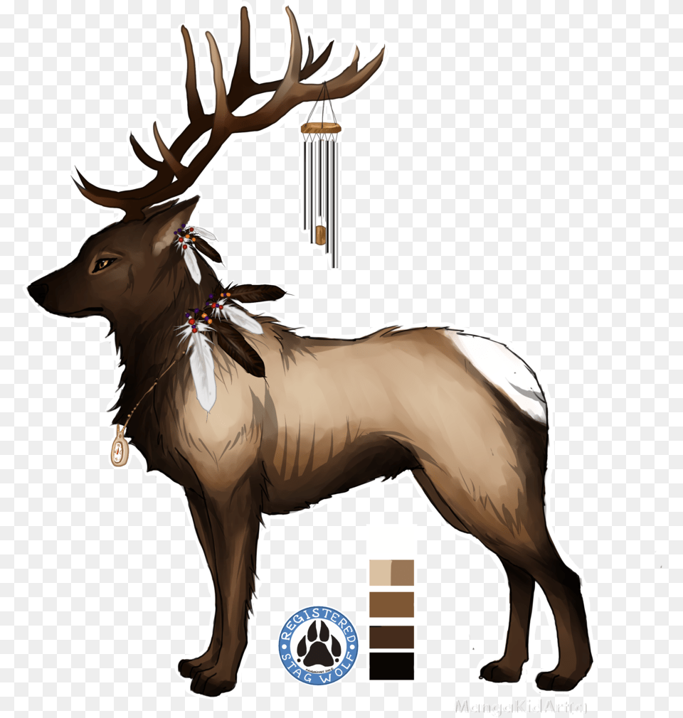 Stag Wolf For Rayven By Mangakidart D7zsti4 Wolf With Deer Antlers, Animal, Elk, Mammal, Wildlife Png
