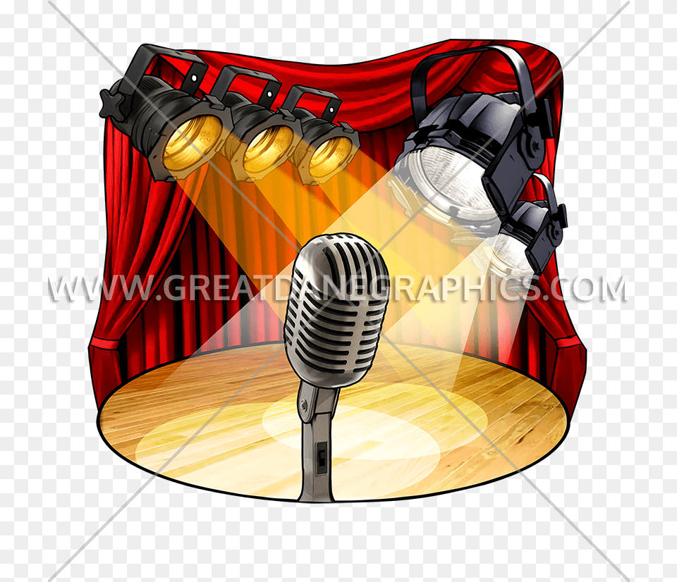 Stage Lights Production Ready Artwork For T Shirt Printing Illustration, Electrical Device, Lighting, Microphone, Spotlight Free Png Download