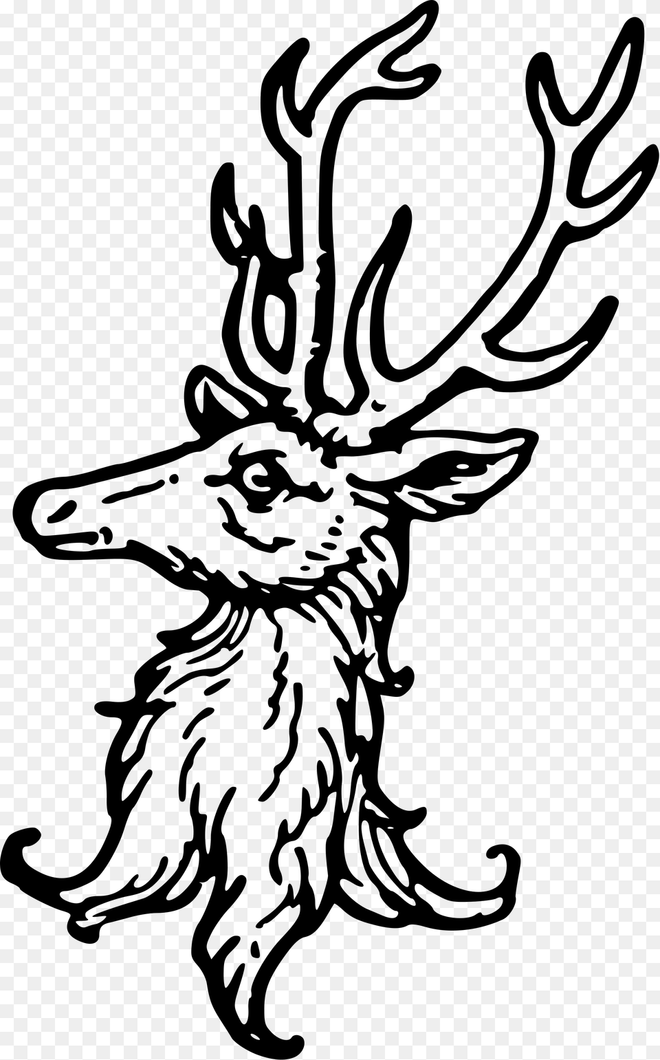 Stags Head Erased, Gray Png
