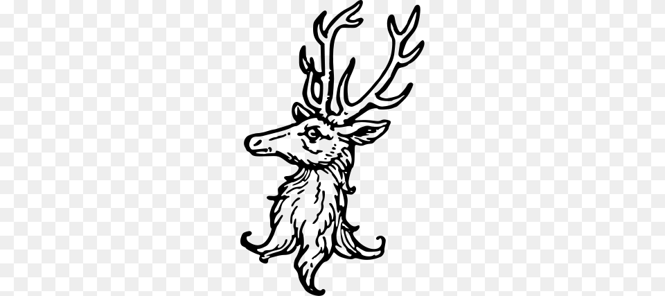 Stags Head Erased, Gray Free Png