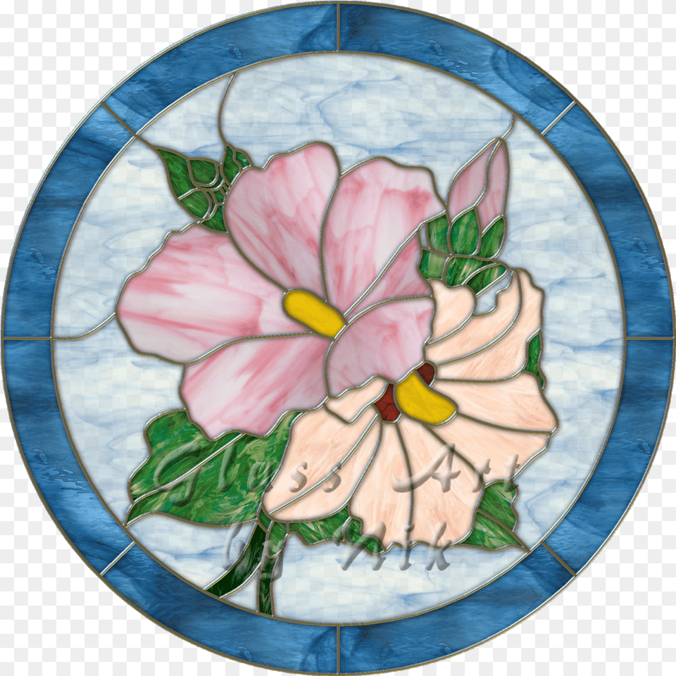 Stained Glass Art By Nik Quothibiscusquot Digital Stained Stained Glass, Plate, Stained Glass, Flower, Plant Free Transparent Png