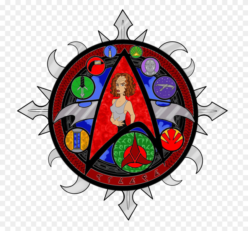 Stained Glass Belanna Torres, Logo, Person, Emblem, Symbol Free Transparent Png