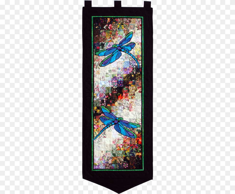 Stained Glass Dragonflies, Quilt, Art, Patchwork Png Image