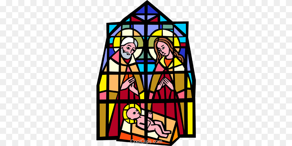 Stained Glass Jesus Joseph Mary Royalty Vector Clip Art, Person, Stained Glass, Face, Head Png