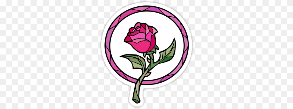 Stained Glass Rose Beauty And The Beast Sticker, Flower, Plant, Pattern, Purple Free Png Download
