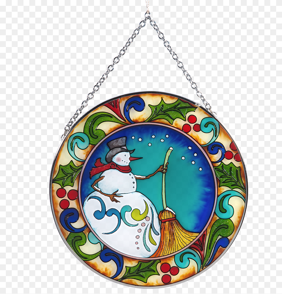 Stained Glass Window Suncatcher Snowman Santa Claus, Art, Pottery, Porcelain, Accessories Png