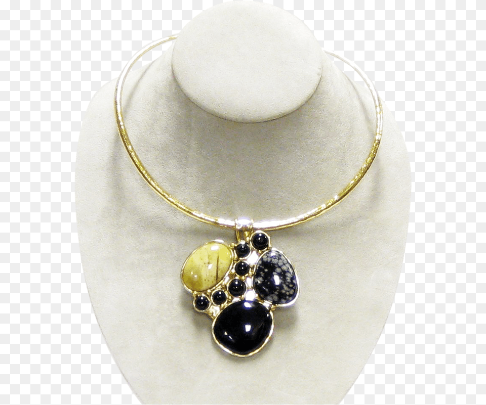 Stainless Gold White Metal Pendant Wblack Onyx Green Necklace, Accessories, Jewelry, Gemstone Free Png Download
