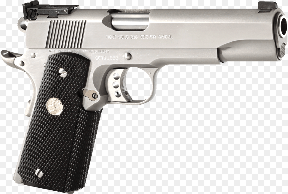 Stainless Steel 45 Handgun, Firearm, Gun, Weapon Free Png Download