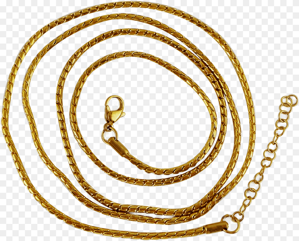 Stainless Steel Gold Plated Snake Ball Chain 80cm And Circle, Festival, Hanukkah Menorah, Accessories, Jewelry Free Png Download