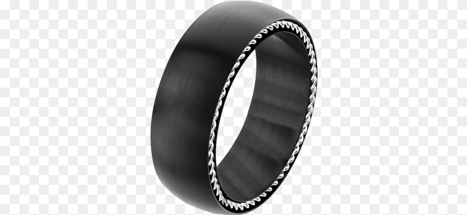 Stainless Steel Matte Black Ring With Steel Cables Steel, Accessories, Jewelry, Silver Free Png Download