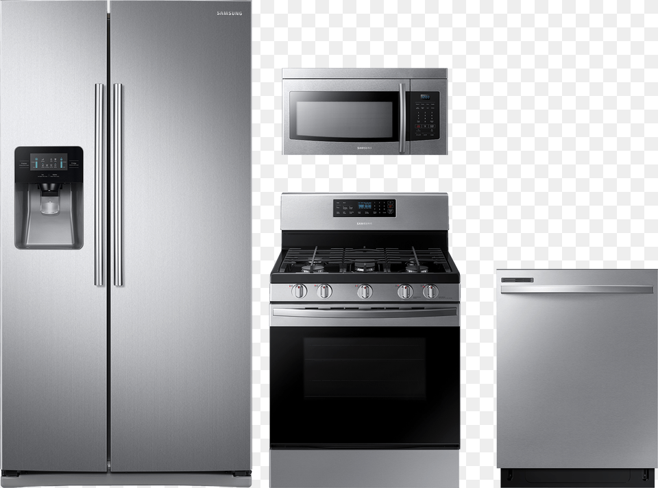 Stainless Steel Stove And Fridge, Appliance, Device, Electrical Device, Microwave Free Png