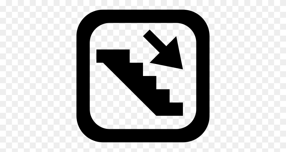 Stairs Down Down Stairs Escalator Icon With And Vector, Gray Free Png