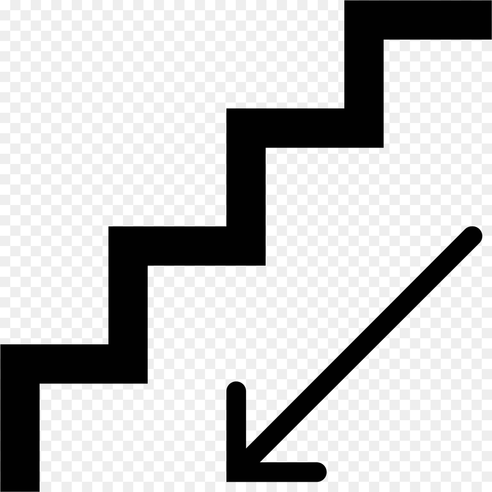 Stairs Down Filled Icon Treppe Runter Symbol, Gray Free Transparent Png