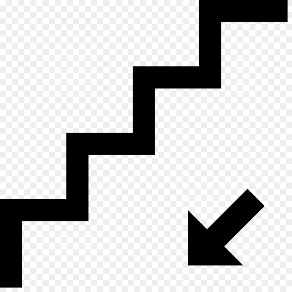 Stairs Down Icon, Gray Free Png