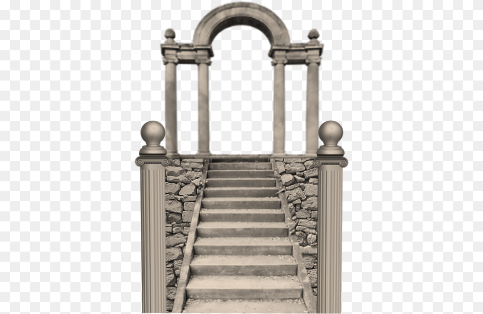 Stairs Stairway Stone Path Archway Sticker Owned By Arch, Architecture, Building, Handrail, House Png Image