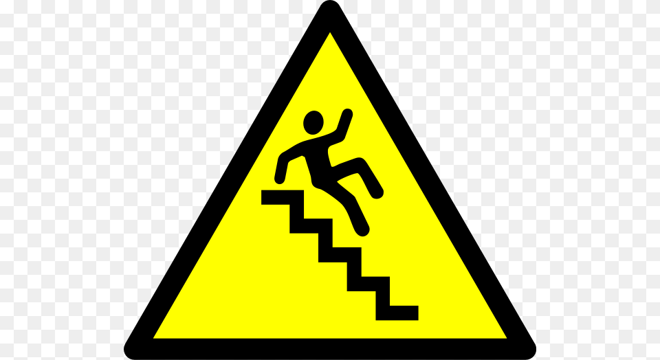 Stairway Clipart Caution Stairs Sign, Triangle, Symbol, Road Sign Free Png