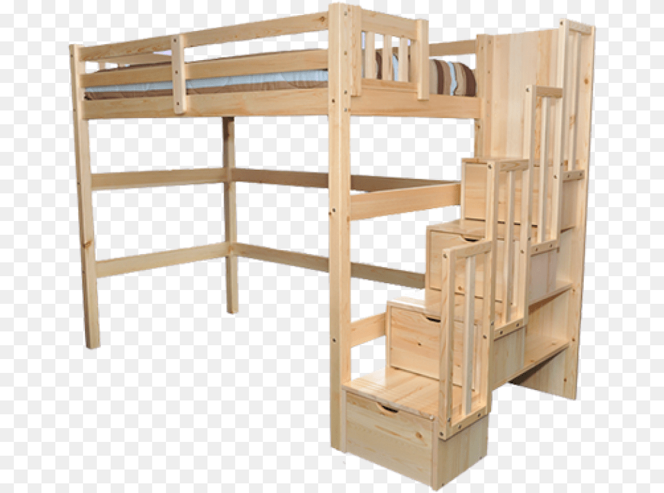 Stairway Single Loft Bed Encore Single Loft Bed With Steps, Bunk Bed, Crib, Furniture, Infant Bed Free Png