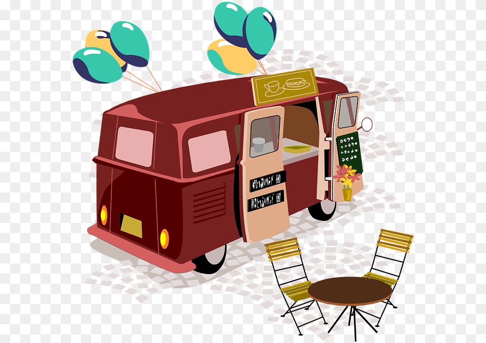 Stalls Food Truck Moving Sale Cafe Outdoors Food Truck Birthday Party, Bulldozer, Machine, Balloon, Wheel Free Png