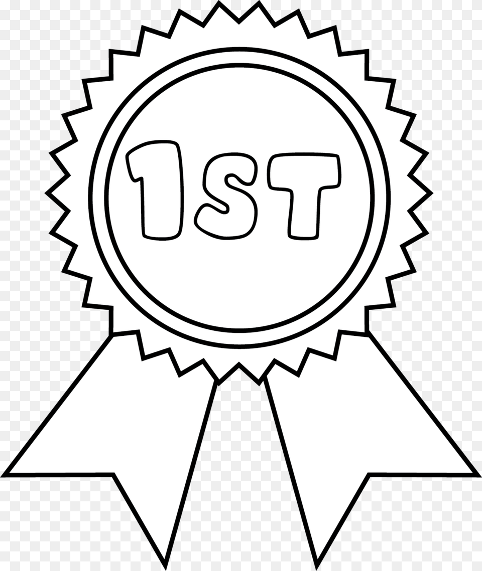 Stamp Clipart Award Ribbon Medal Clipart Black And White, Logo, Badge, Symbol, Person Free Png