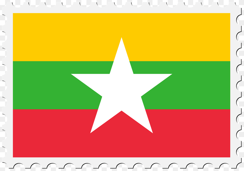 Stamp Myanmar Flag Clipart, Star Symbol, Symbol, Scoreboard Png