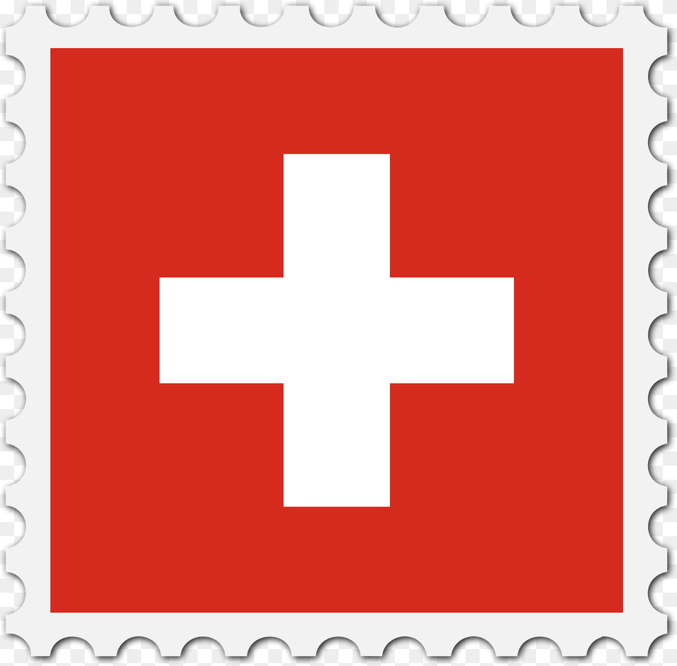 Stamp Switzerland Flag Clipart, First Aid, Symbol, Logo, Red Cross Png