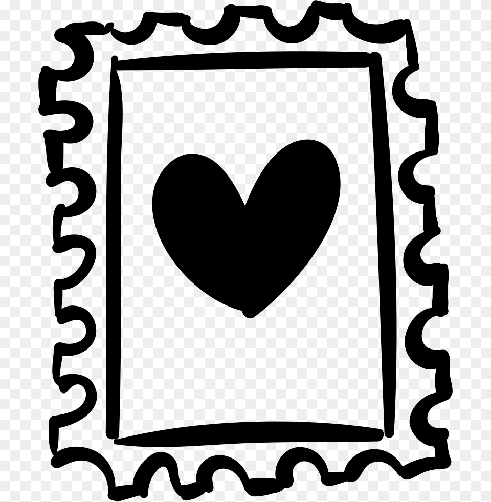 Stamp With Heart Drawing Stamp Drawing, Stencil, Blackboard Free Png Download