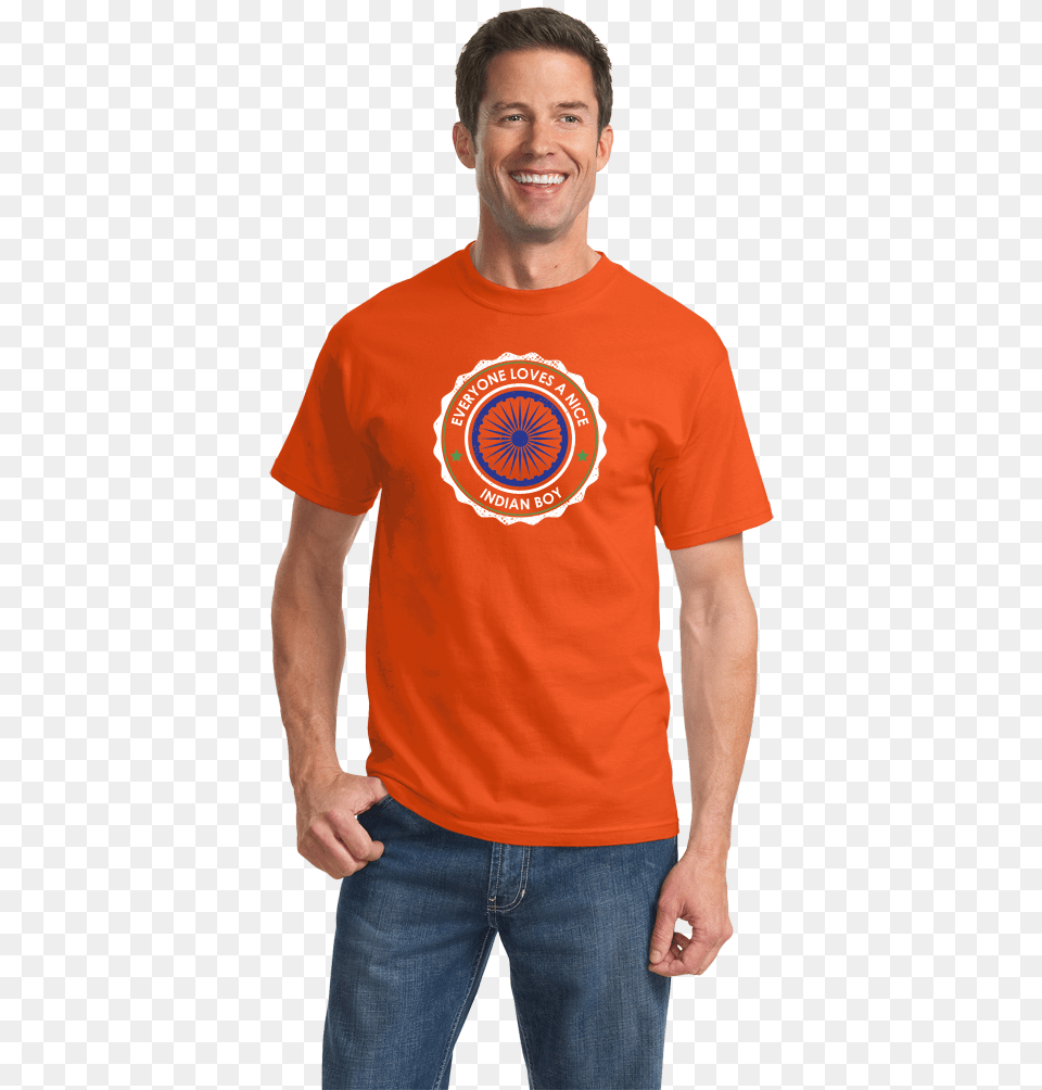 Standard Orange Everyone Loves A Nice Indian Boy Port And Company Essential Tee, T-shirt, Clothing, Shirt, Jeans Free Png Download