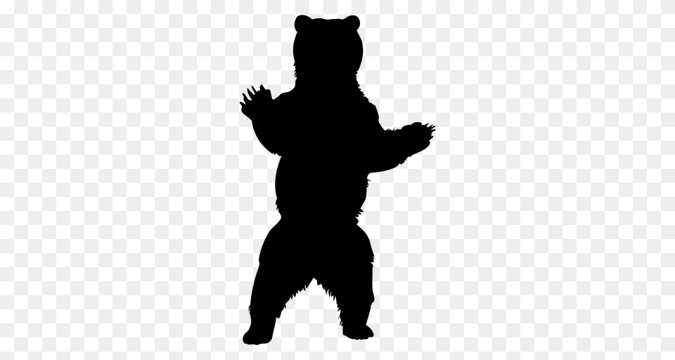 Standing Bear Silhouette, Gray Free Png Download