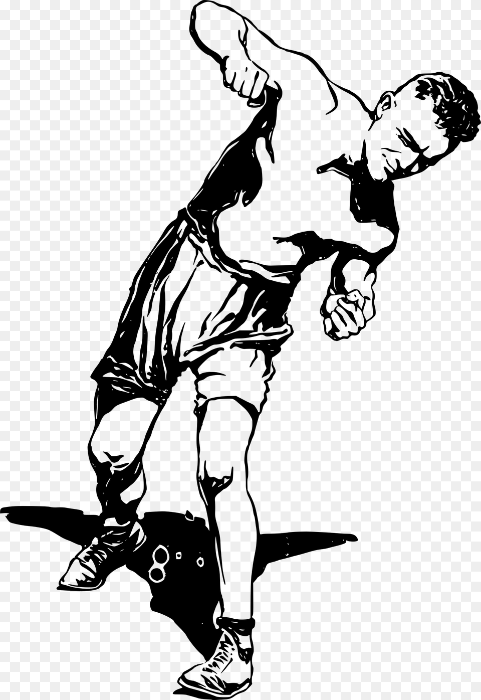 Standing Boxer Clip Arts Boxing Images Black And White Cartoon, Gray Free Png Download