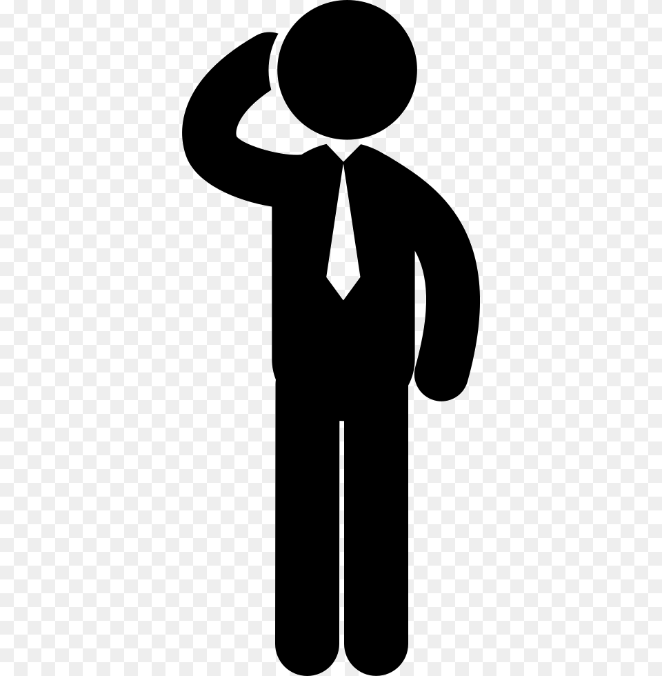 Standing Businessman Thinking With Stick Figure With Tie, Stencil, Formal Wear, Clothing, Suit Free Transparent Png