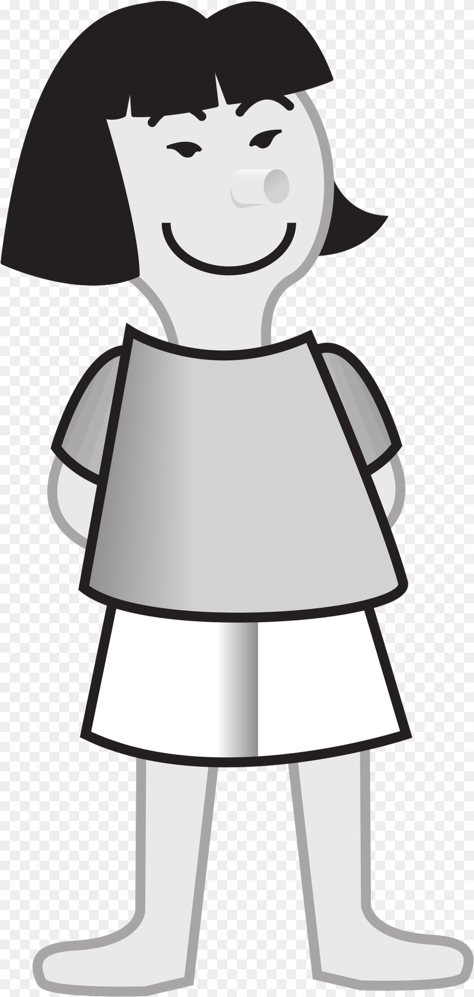 Standing Girl Clipart Black And White, Cape, Clothing, Stencil, Person Free Png