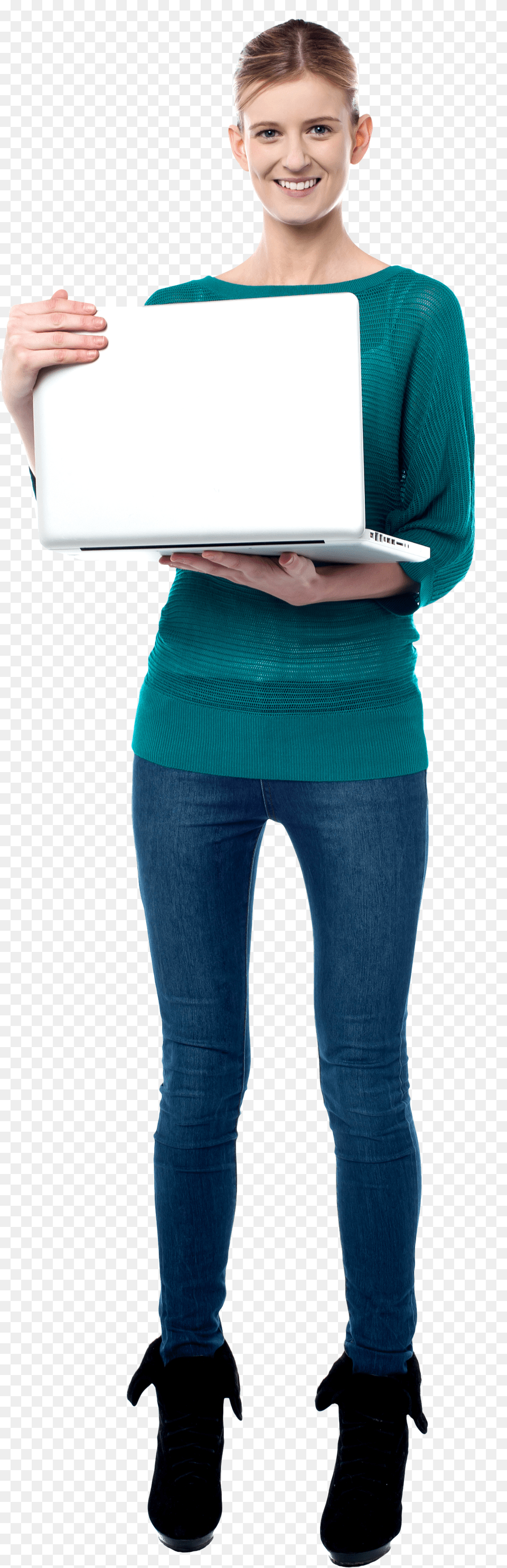 Standing Girl With Laptop Png Image