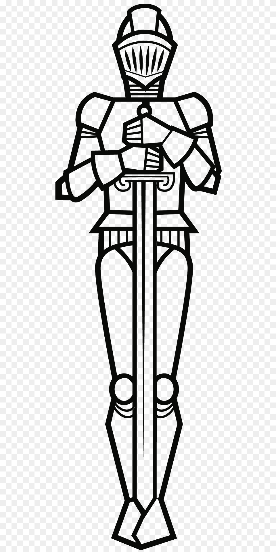 Standing Knight Black And White Clipart, Armor Png Image