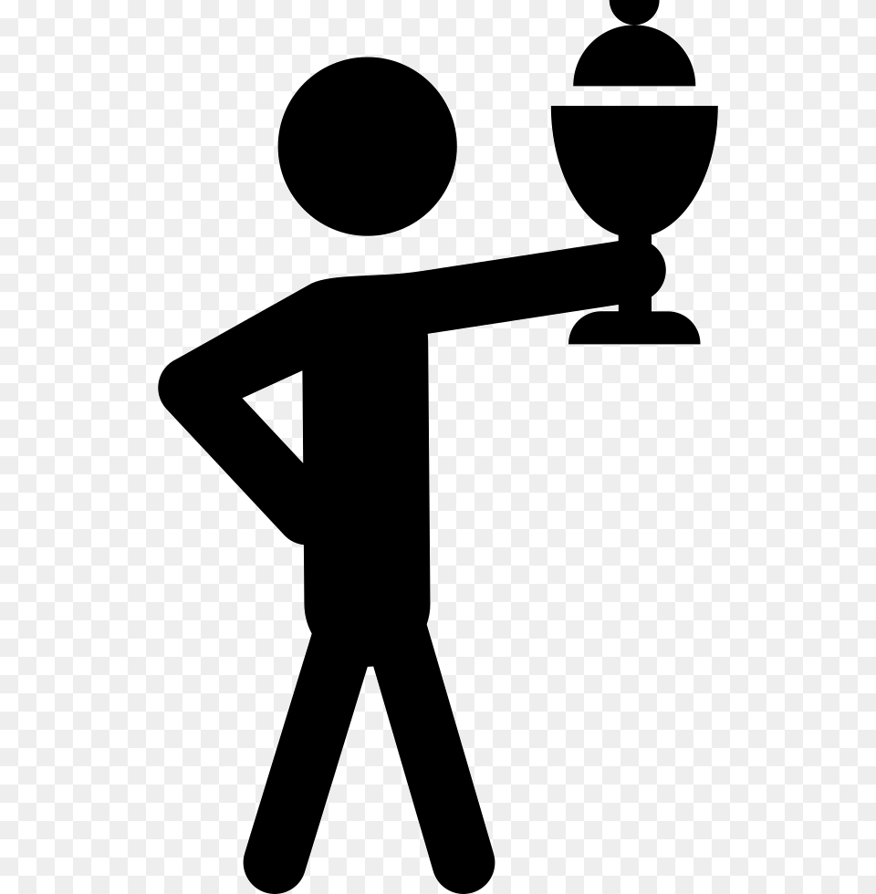Standing Man Holding Sportive Trophy Cup Portable Network Graphics, Silhouette, Stencil, Appliance, Blow Dryer Free Transparent Png