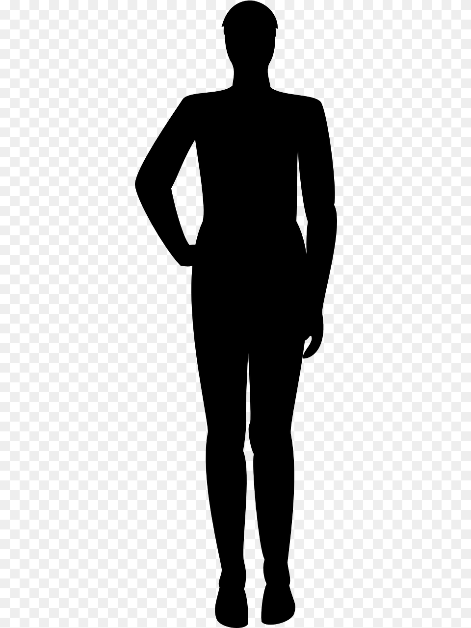 Standing Man Silhouette, Gray Png Image