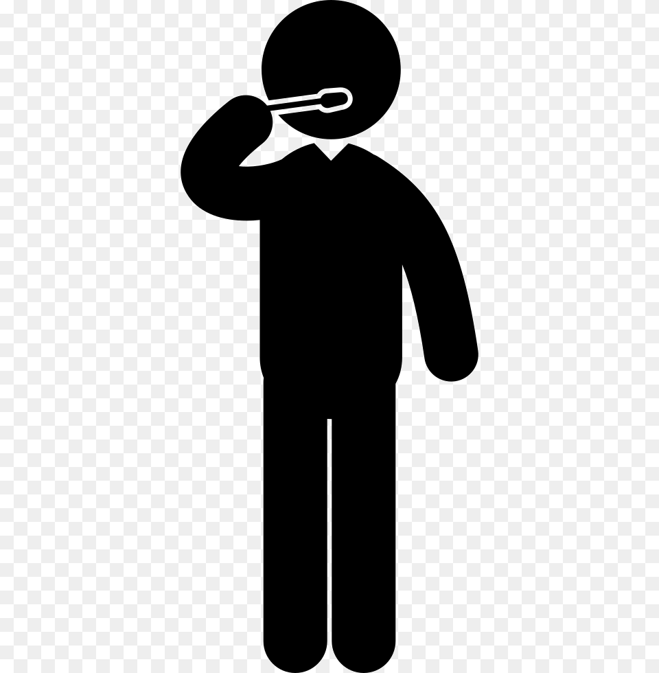 Standing Man With Hand Pointing On His Mouth With Toothbrush, Stencil, Person, Silhouette Free Transparent Png