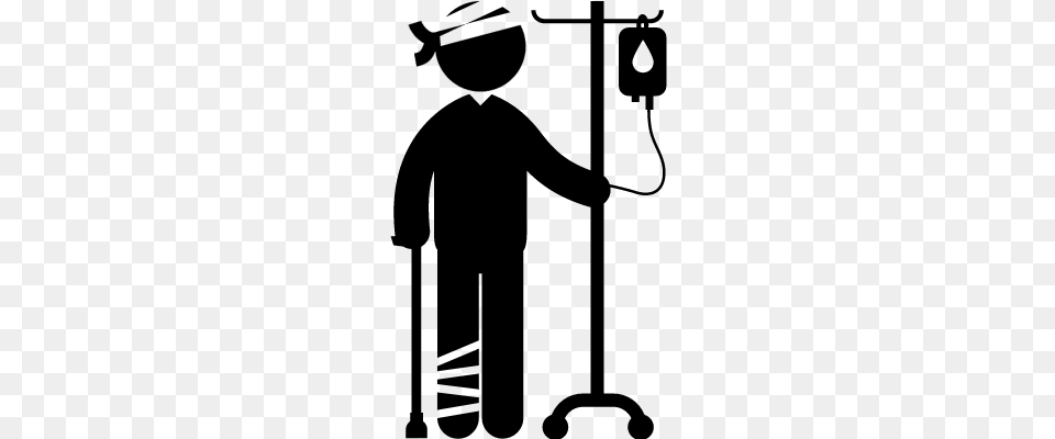 Standing Man With Injured Head And Leg With A Crutch You Forget Your Wife39s Birthday, Gray Free Transparent Png