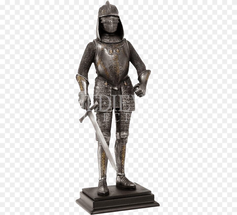 Standing Medieval Knight Statue Knight, Armor, Adult, Male, Man Png Image