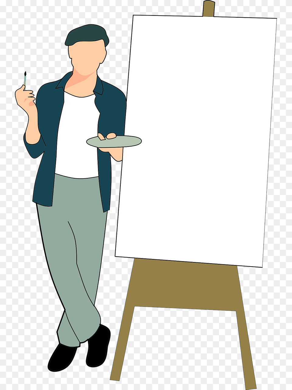 Standing Painter Artist Isolated Painting Drawing Whiteboard, Canvas, Adult, Person, Man Free Png Download