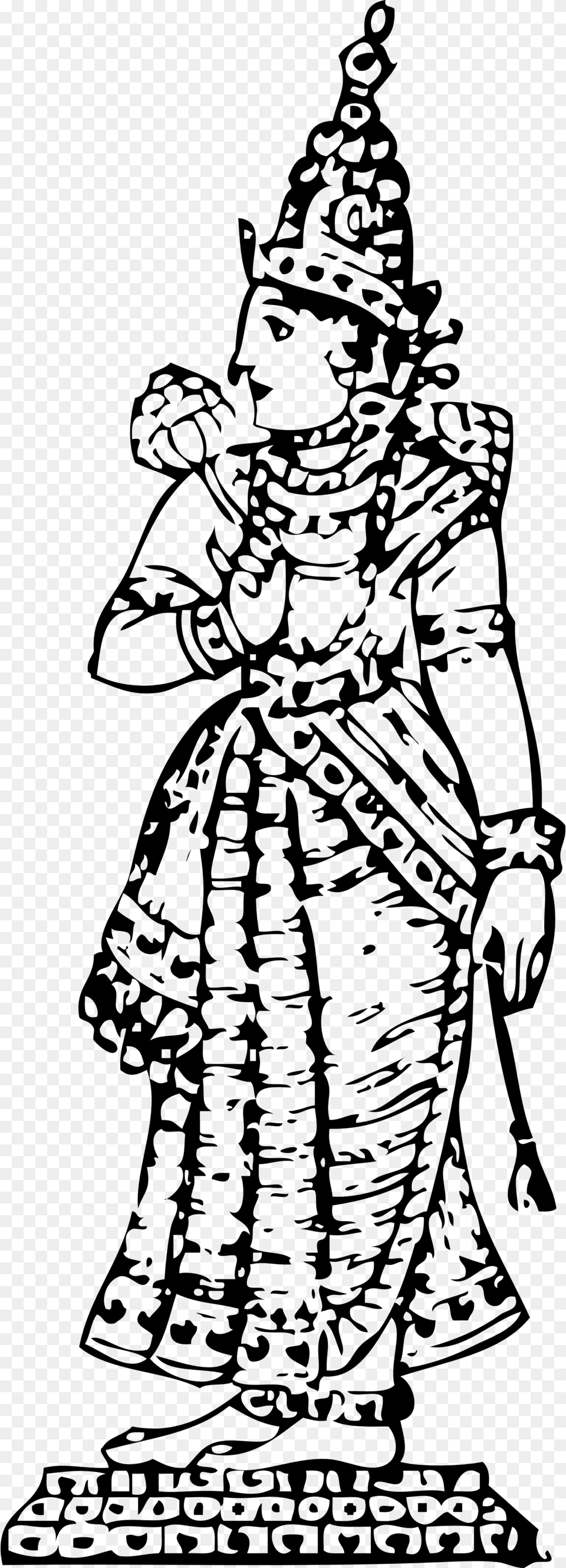 Standing Saraswati Clipart, Gray Png