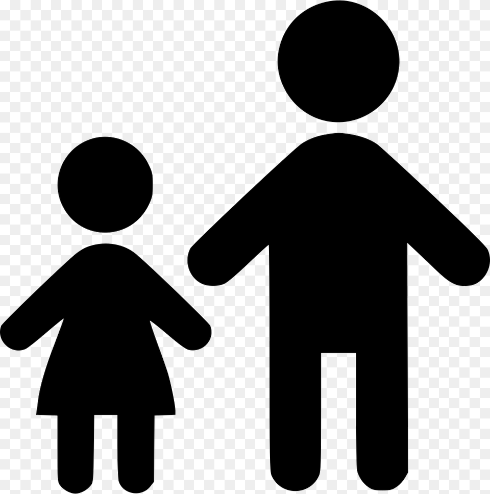 Standing With Child Icon Children, Sign, Symbol, Silhouette, Clothing Png