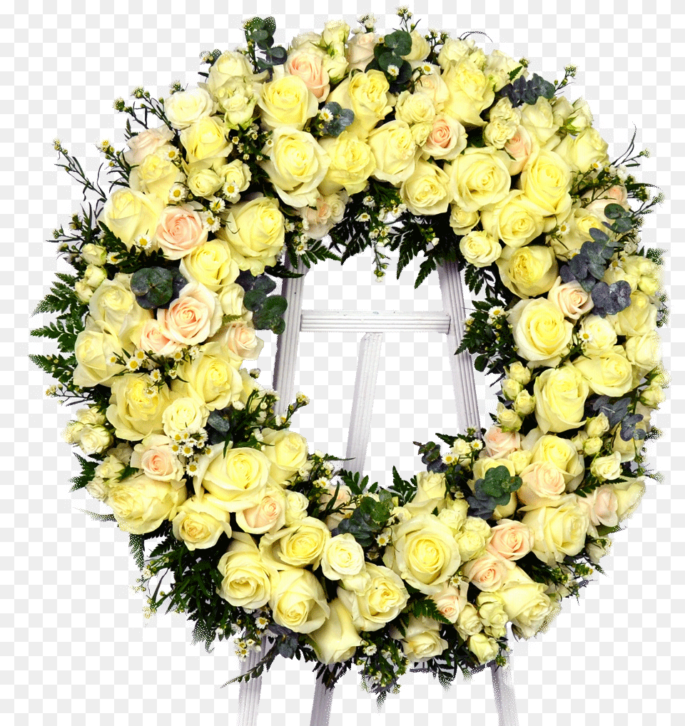 Standing Yellow Rose Wreath Yellow Rose Funeral Flowers, Flower Bouquet, Flower, Flower Arrangement, Plant Free Png