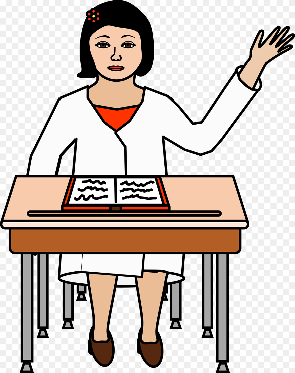 Standinghuman Behaviorgirl Desk Clipart, Table, Person, Furniture, People Free Transparent Png