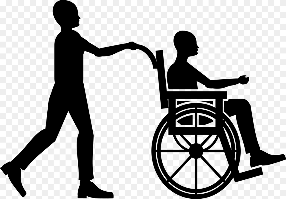 Standinghuman Behaviorsilhouette Person In Wheelchair Clipart, Gray Free Png