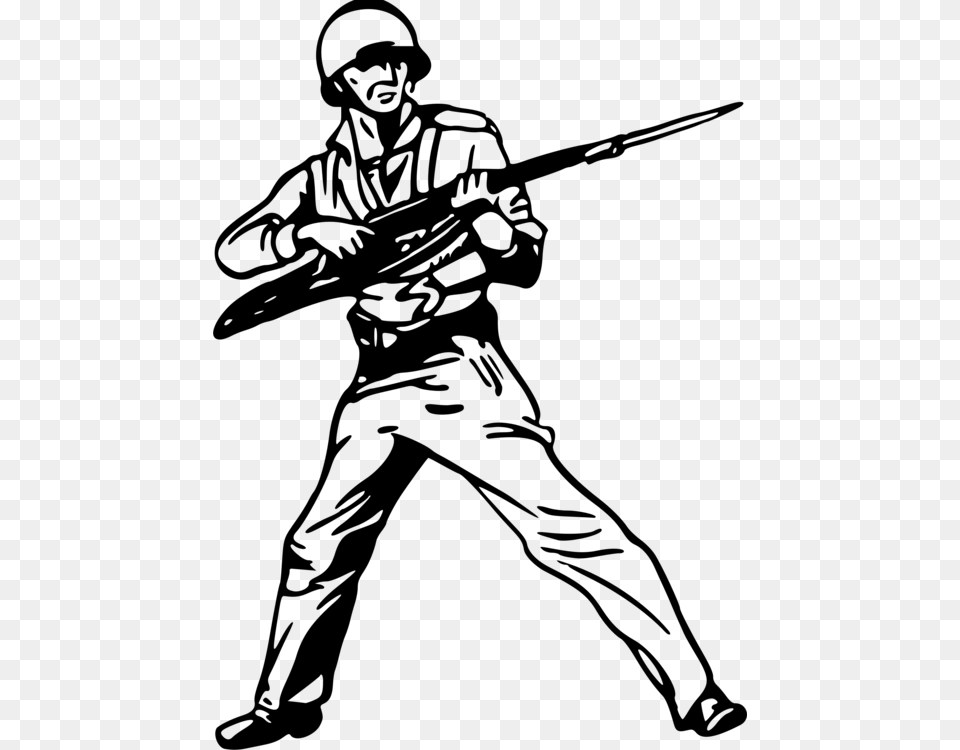 Standingline Artsilhouette Black And White Clipart Soldier, Gray Png Image