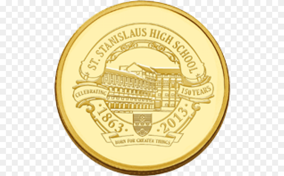 Stanislaus Gold Medal 150 Emblem, Plate, Coin, Money Free Png