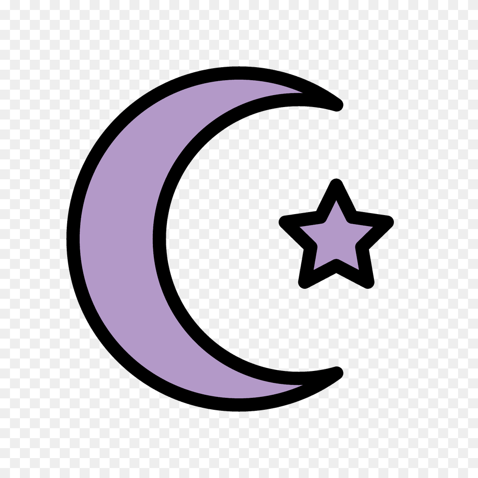 Star And Crescent Emoji Clipart, Nature, Night, Outdoors, Star Symbol Png Image