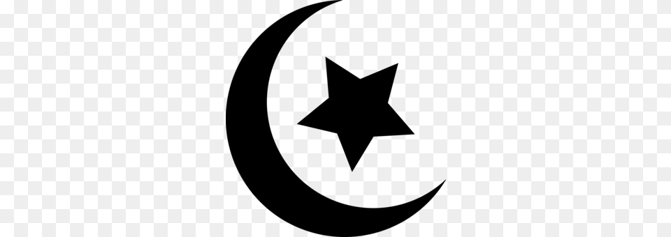 Star And Crescent Moon Symbols Of Islam, Gray Free Png