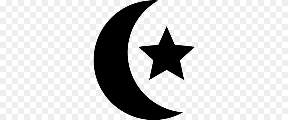 Star And Crescent Vector Islamic Moon And Star, Gray Free Png