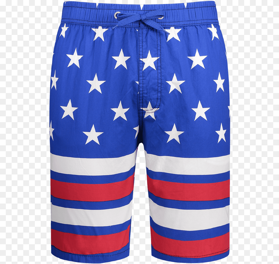 Star And Stripe Print Drawstring Patriotic Board Shorts Shorts, Clothing, Flag, Swimming Trunks Png Image